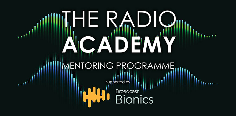 Logo for The Radio Academy Mentoring Programme supported by Broadcast Bionics